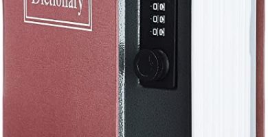 Amazon Basics - Caja de seguridad en forma de libro - Cerradura con combinación - Rojo
